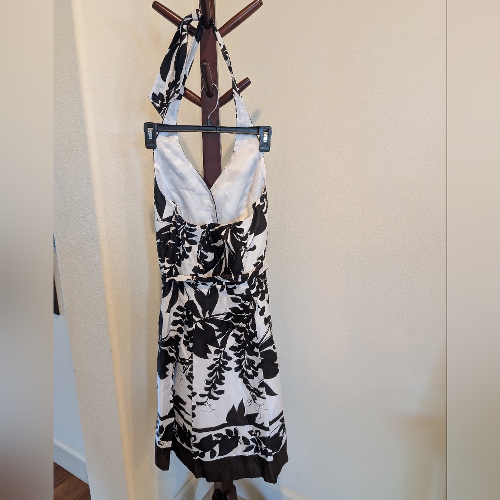 WHBM Elegant Black and White Floral Halter Dress - Picture 11 of 12